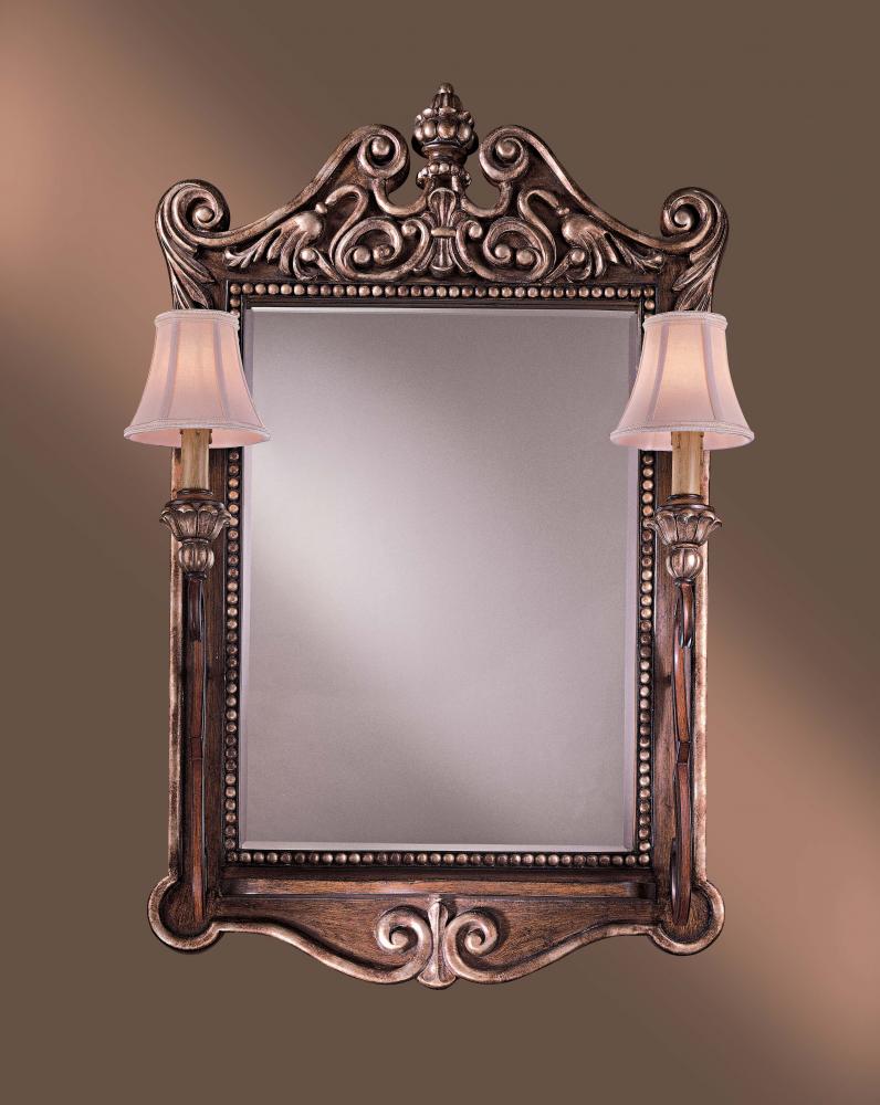 Two Light Wood Mirror