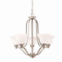 Kichler 1783NI - Langford 24.5" 5 Light Chandelier with Satin Etched White Glass in Brushed Nickel