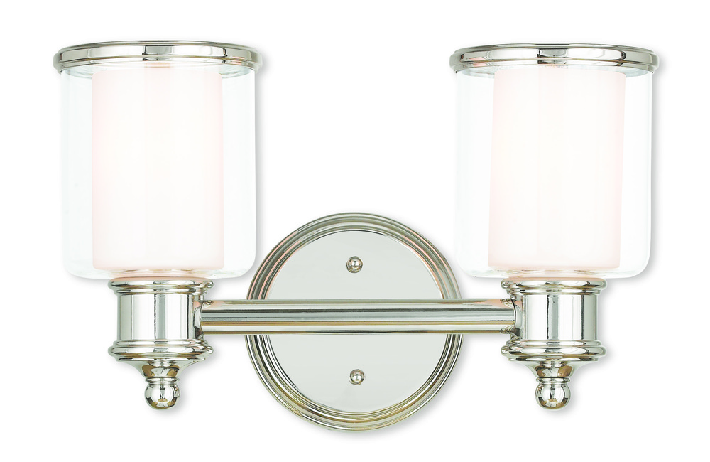 2 Light Polished Nickel Bath Light