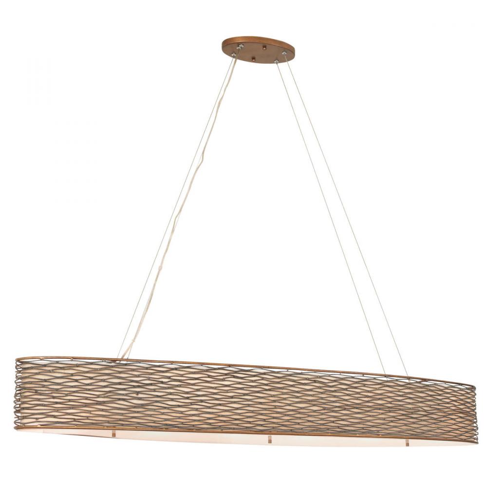 Flow 6-Lt Oval Linear Pendant w/Fabric Shade - Hammered Ore