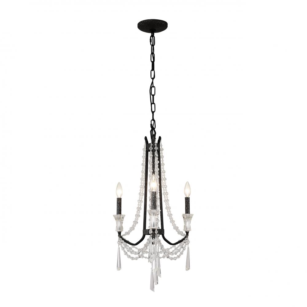 Barcelona 3-Lt Crystal Chandelier - Onyx