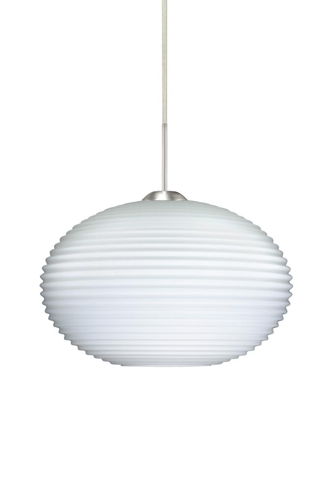 Besa Pendant Pape 10 Satin Nickel Opal Ribbed 1x9W LED