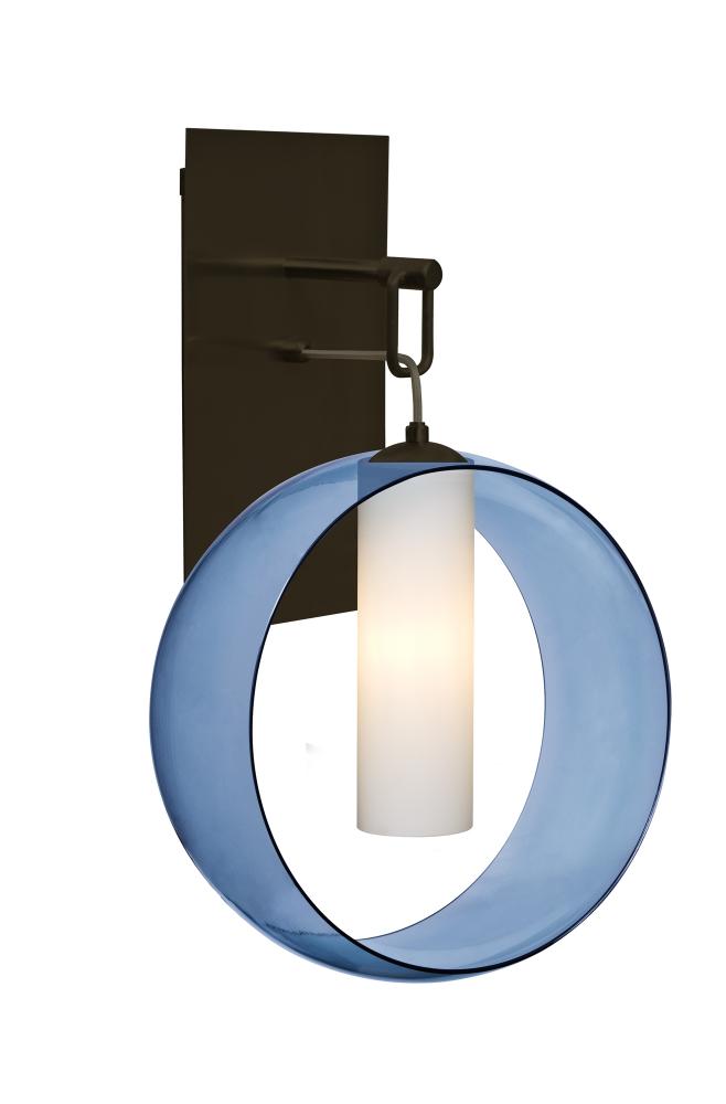 Besa, Plato Wall Pendant, Blue/Opal, Bronze Finish, 1x5W LED