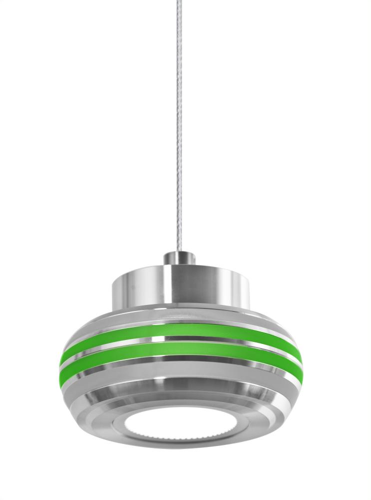 Besa, Flower Cord Pendant, Silver/Green, Satin Nickel Finish, 1x6W LED