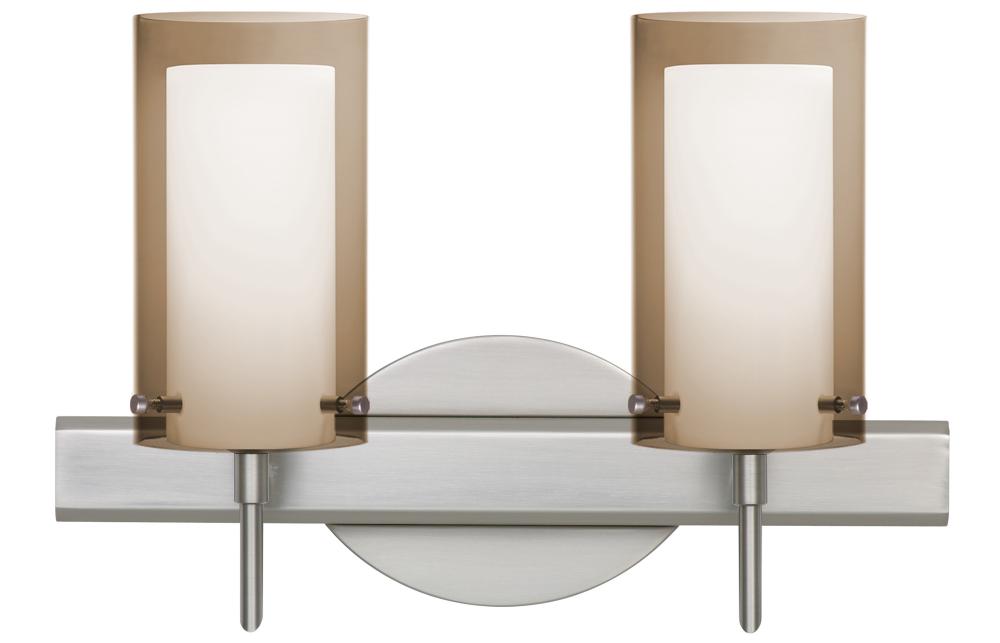 Besa Pahu 4 Wall 2SW Transparent Smoke/Opal Satin Nickel 2x5W LED