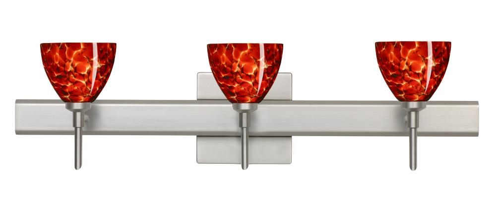 Besa Divi Wall With SQ Canopy 3SW Garnet Satin Nickel 3x5W LED