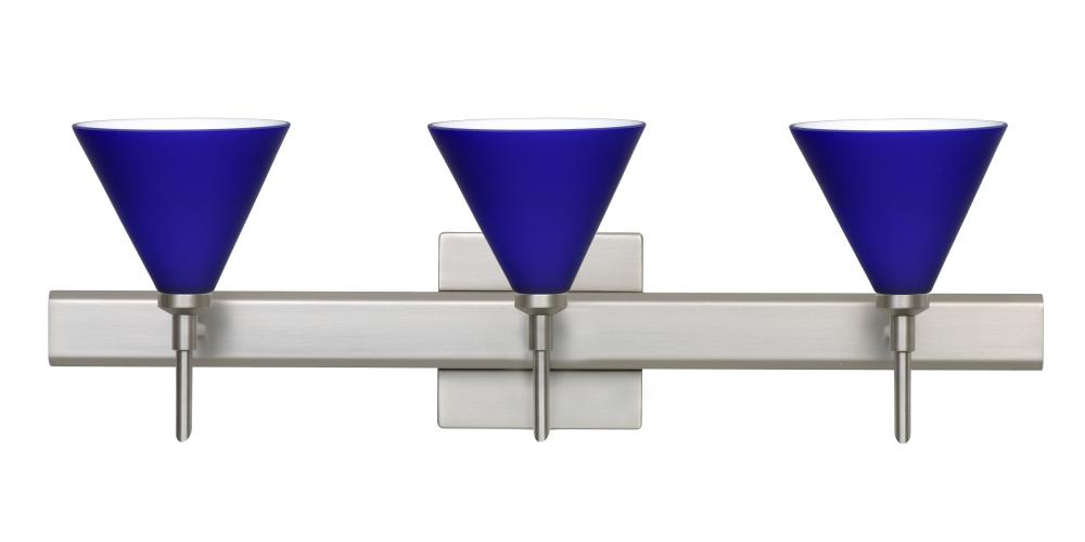 Besa Wall With SQ Canopy Kani Satin Nickel Cobalt Blue Matte 3x5W LED