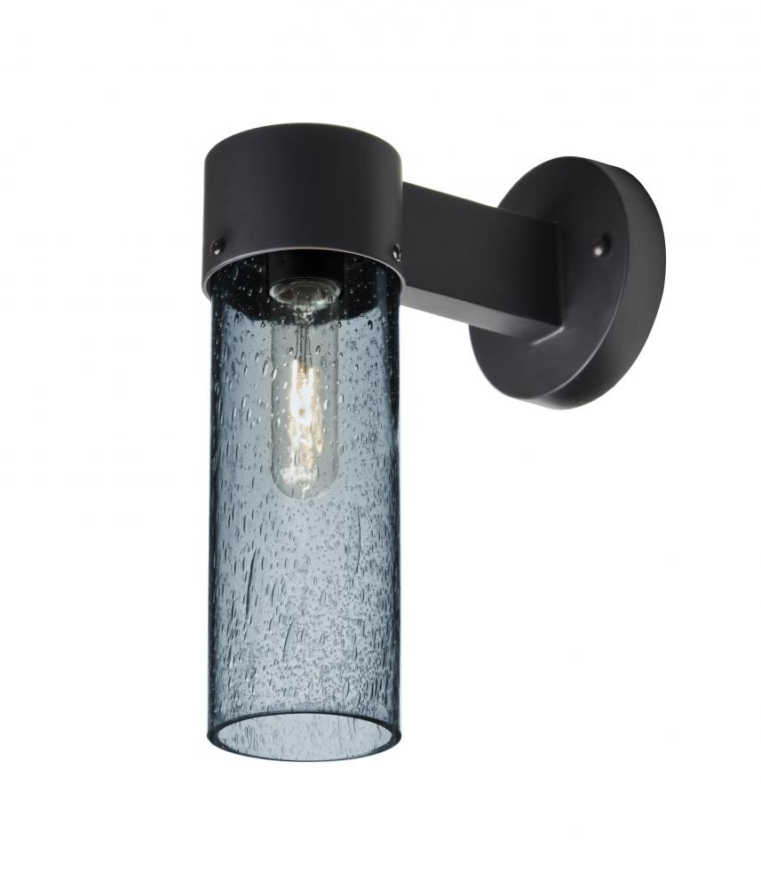 Besa, Juni 10 Outdoor Sconce, Blue Bubble, Black Finish, 1x60W Medium Base