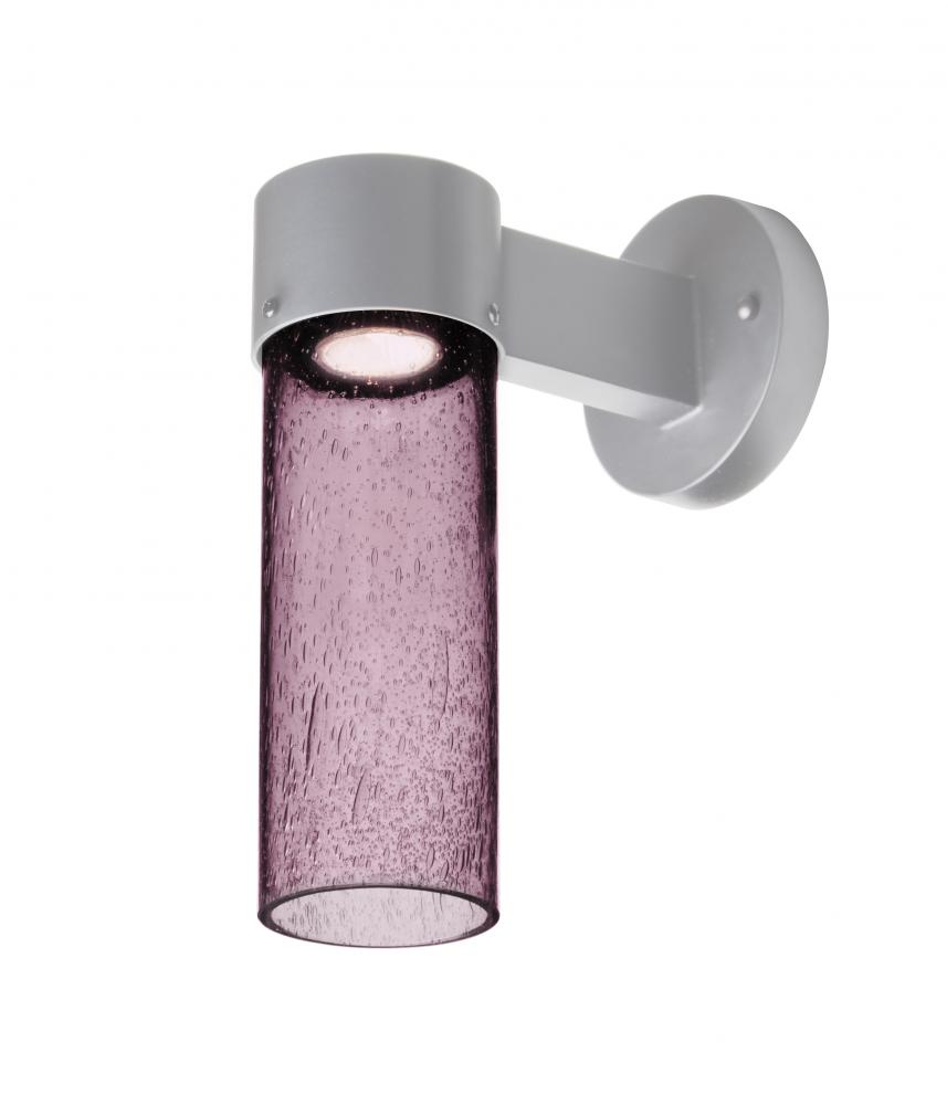 Besa, Juni 10 Outdoor Sconce, Plum Bubble, Silver Finish, 1x4W LED