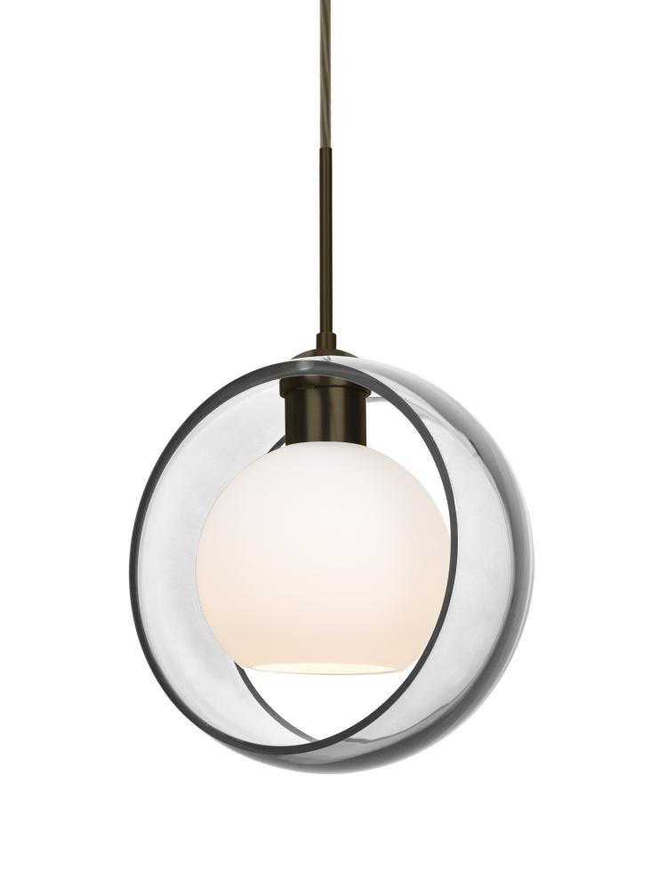 Besa Mana Pendant For Multiport Canopy, Clear/Opal, Bronze Finish, 1x9W LED