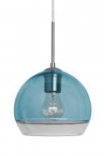 Besa Lighting 1JT-ALLY8BL-SN - Besa, Ally 8 Cord Pendant, Coral Blue/Clear, Satin Nickel Finish, 1x60W Medium Base