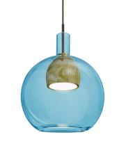 Besa Lighting 1JT-BENJIBLMD-LED-BR - Besa, Benji Cord Pendant, Blue/Medium, Bronze Finish, 1x9W LED