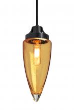 Besa Lighting 1JT-SULUAM-EDIL-BK - Besa, Sulu Cord Pendant, Amber Bubble, Black Finish, 1x4W LED Filament