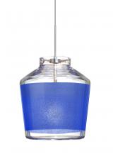 Besa Lighting 1XC-PIC6BL-LED-SN - Besa Pendant Pica 6 Satin Nickel Blue Sand 1x5W LED