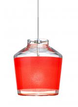 Besa Lighting 1XT-PIC6RD-LED-SN - Besa Pendant Pica 6 Satin Nickel Red Sand 1x5W LED