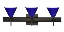 Besa Lighting 3SW-5121CM-LED-BR-SQ - Besa Wall With SQ Canopy Kani Bronze Cobalt Blue Matte 3x5W LED