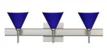 Besa Lighting 3SW-5121CM-LED-SN-SQ - Besa Wall With SQ Canopy Kani Satin Nickel Cobalt Blue Matte 3x5W LED