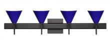 Besa Lighting 4SW-5121CM-LED-BR-SQ - Besa Wall With SQ Canopy Kani Bronze Cobalt Blue Matte 4x5W LED