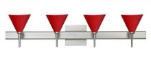 Besa Lighting 4SW-5121RM-LED-SN-SQ - Besa Wall With SQ Canopy Kani Satin Nickel Ruby Matte 4x5W LED