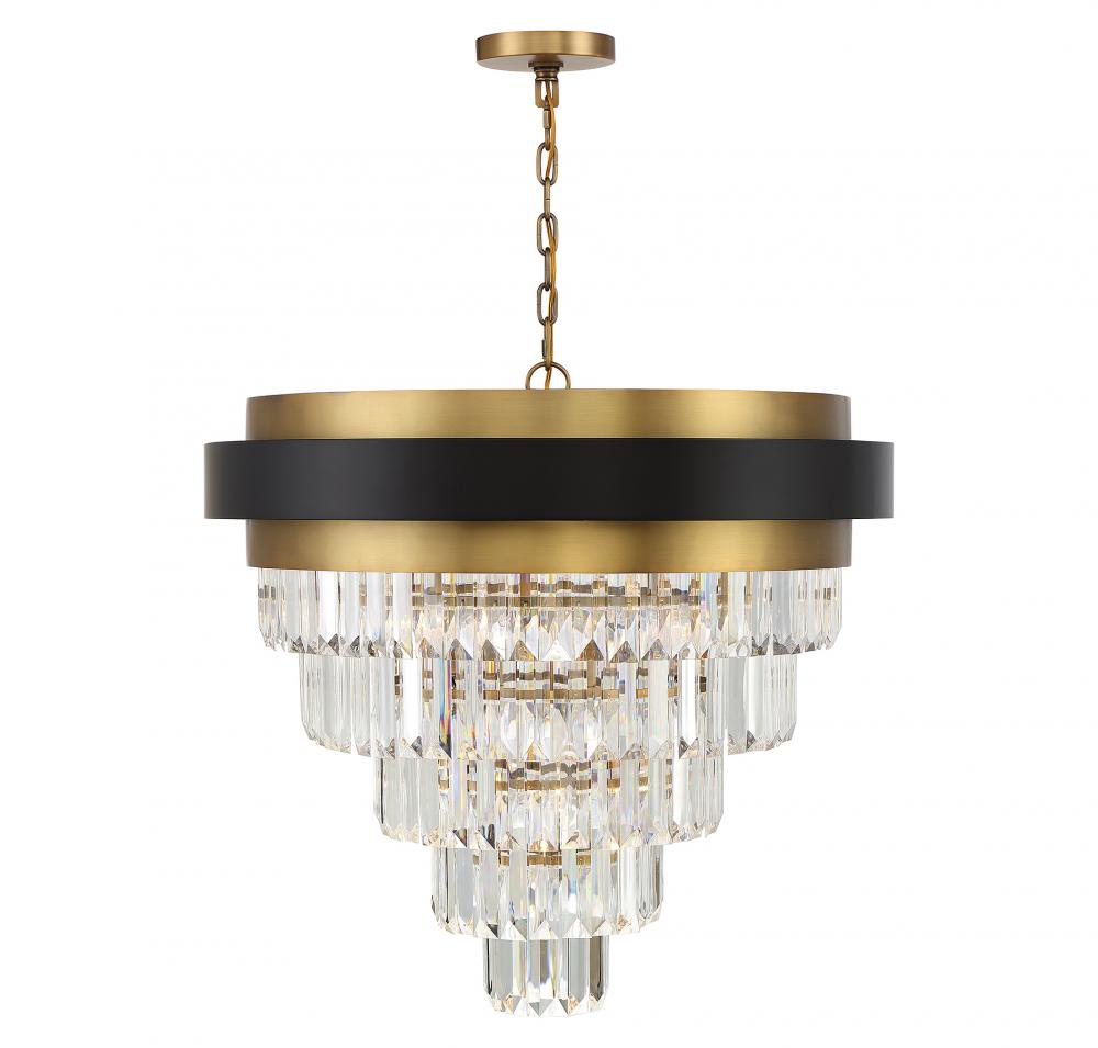 Marquise 9-Light Chandelier in Matte Black with Warm Brass Accents