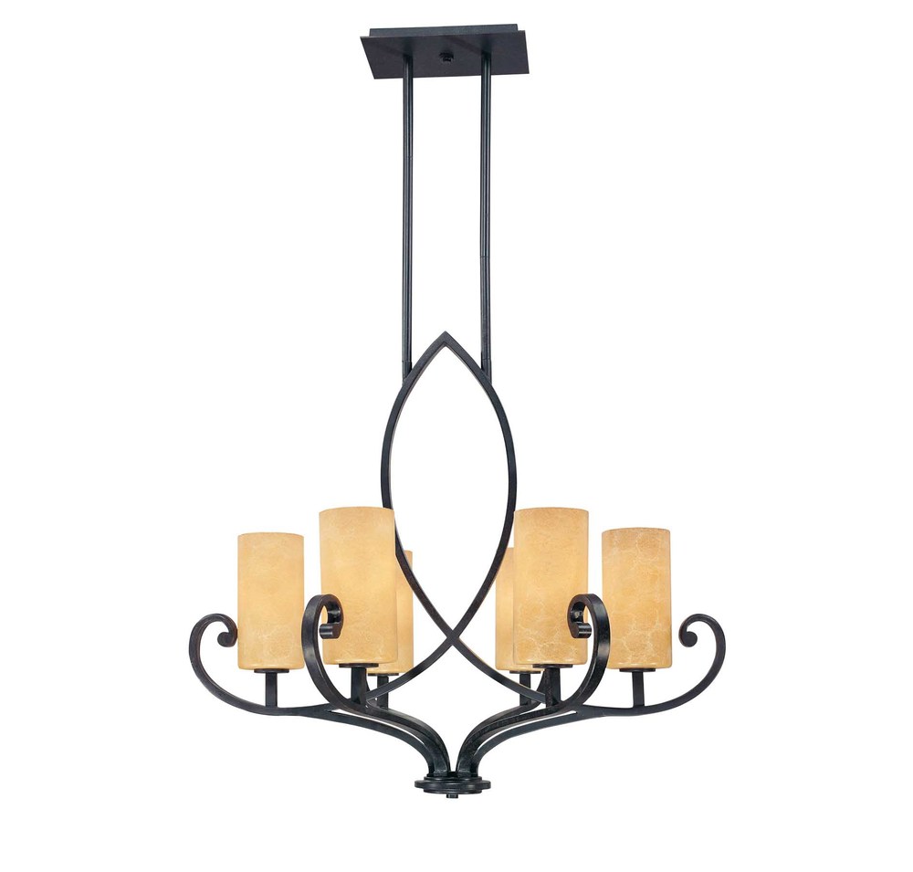 Six Light Oiled Copper Finish Candle Chandelier