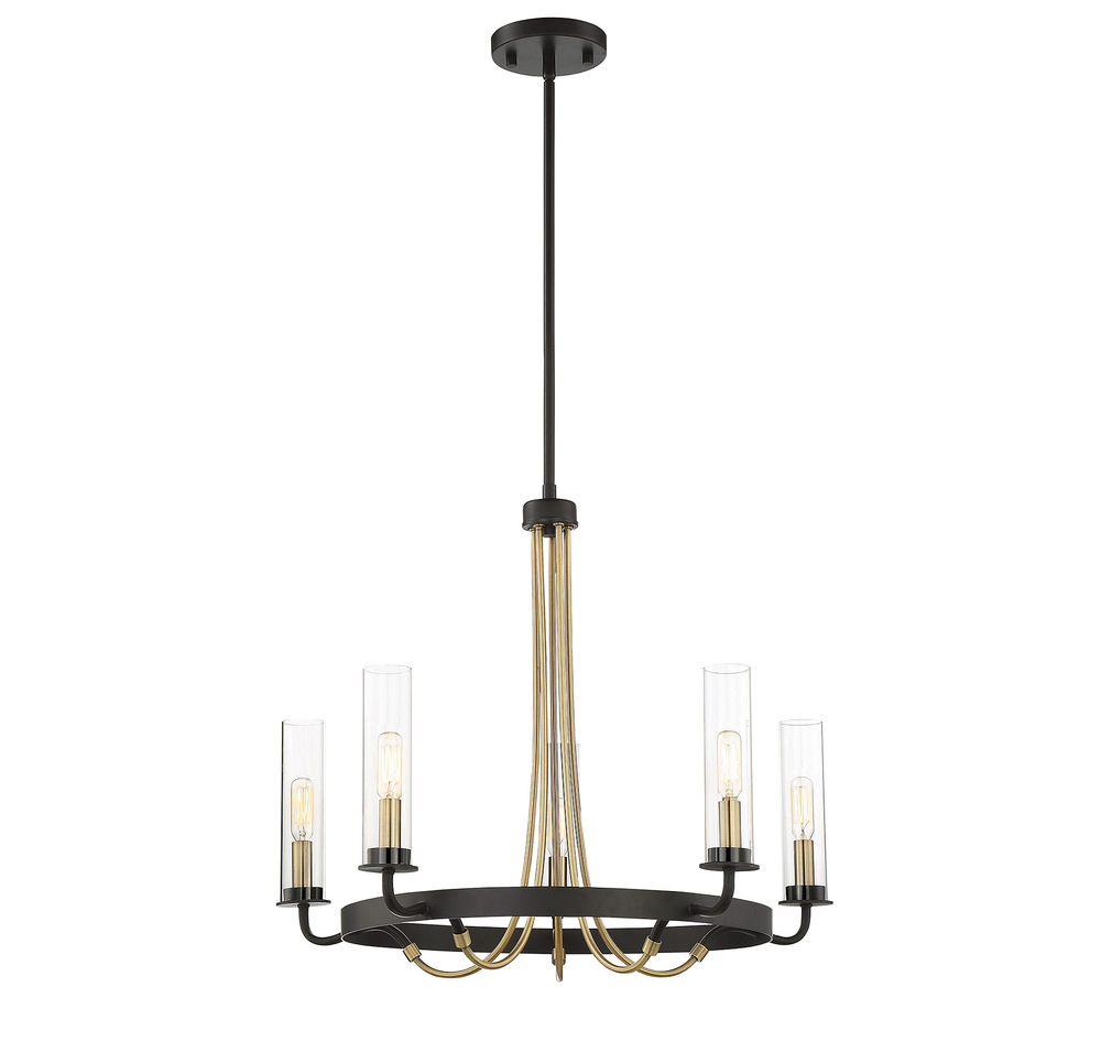 Kearney 5-Light Chandelier in Vintage Black with Warm Brass