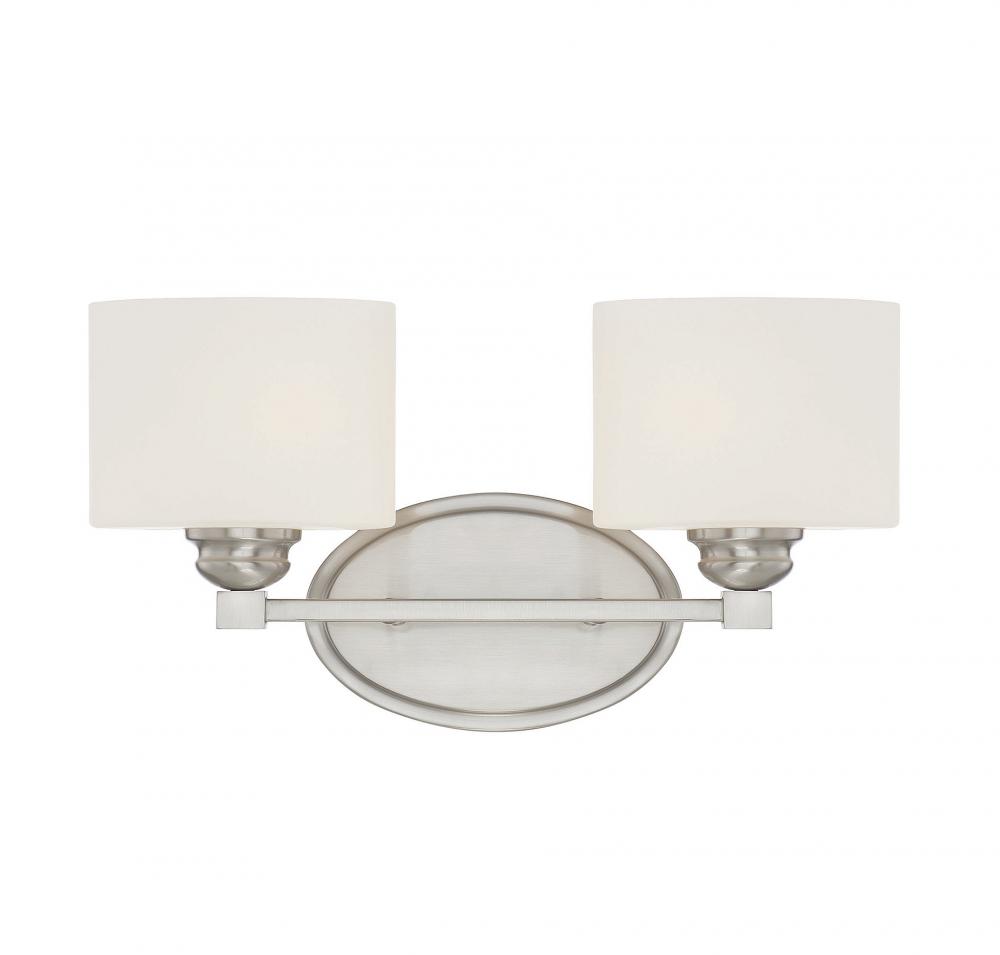 Kane 2-Light Bathroom Vanity Light in Satin Nickel