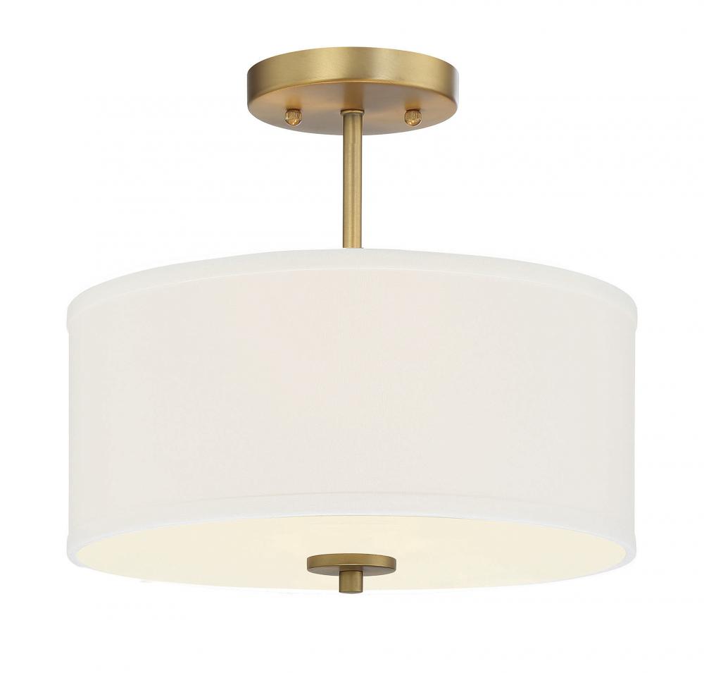 2-light Ceiling Light In Natural Brass