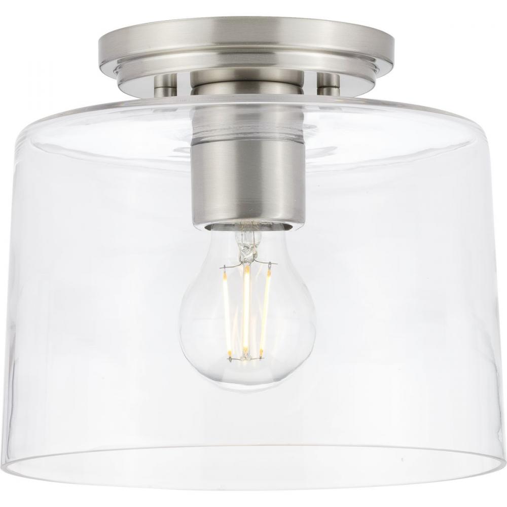 Adley Collection  One-Light Brushed Nickel Clear Glass New Traditional Flush Mount Light