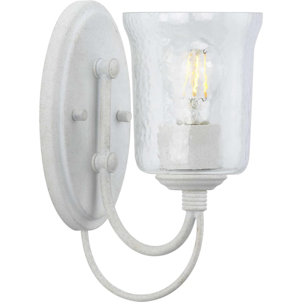 Bowman Collection One-Light Cottage White Clear Chiseled Glass Coastal Bath Vanity Light