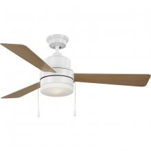 Progress P250076-028-WB - Trevina V 52" 3-Blade Indoor Satin White ENERGY STAR Modern Ceiling Fan with Light Kit and White