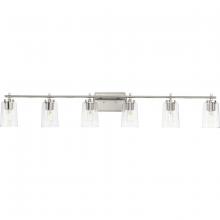 Progress P300372-009 - Adley Collection Six-Light New Traditional Brushed Nickel Clear Glass Bath Vanity Light
