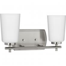 Progress P300466-009 - Adley Collection Two-Light Brushed Nickel Etched Opal Glass New Traditional Bath Vanity Light