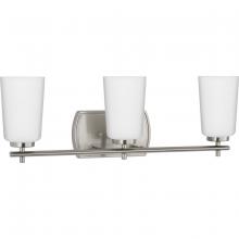Progress P300467-009 - Adley Collection Three-Light Brushed Nickel Etched Opal Glass New Traditional Bath Vanity Light