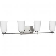 Progress P300468-009 - Adley Collection Four-Light Brushed Nickel Etched Opal Glass New Traditional Bath Vanity Light