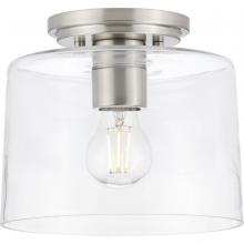 Progress P350213-009 - Adley Collection  One-Light Brushed Nickel Clear Glass New Traditional Flush Mount Light