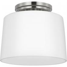 Progress P350260-009 - Adley Collection One-Light Brushed Nickel Etched Opal Glass New Traditional Flush Mount Light