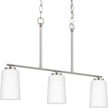 Progress P400348-009 - Adley Collection Three-Light Etched White Opal Glass New Traditional Linear Chandelier