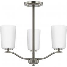 Progress P400349-009 - Adley Collection Three-Light Etched White Opal Glass New Traditional Semi-Flush Convertible Light