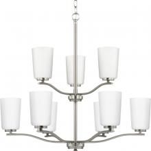 Progress P400351-009 - Adley Collection Nine-Light Brushed Nickel Etched White Opal Glass New Traditional Chandelier