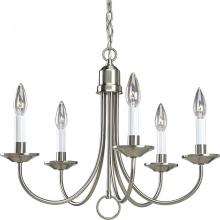 Progress P4008-09 - Five-Light Brushed Nickel White Candles Traditional Chandelier Light