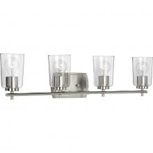 Progress P300157-009 - Adley Collection Four-Light Brushed Nickel Clear Glass New Traditional Bath Vanity Light