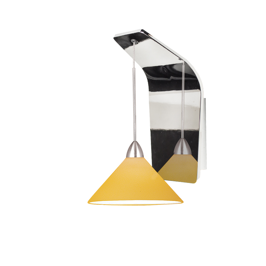 Jill Pendant Wall Sconce with Amber Glass in Chrome