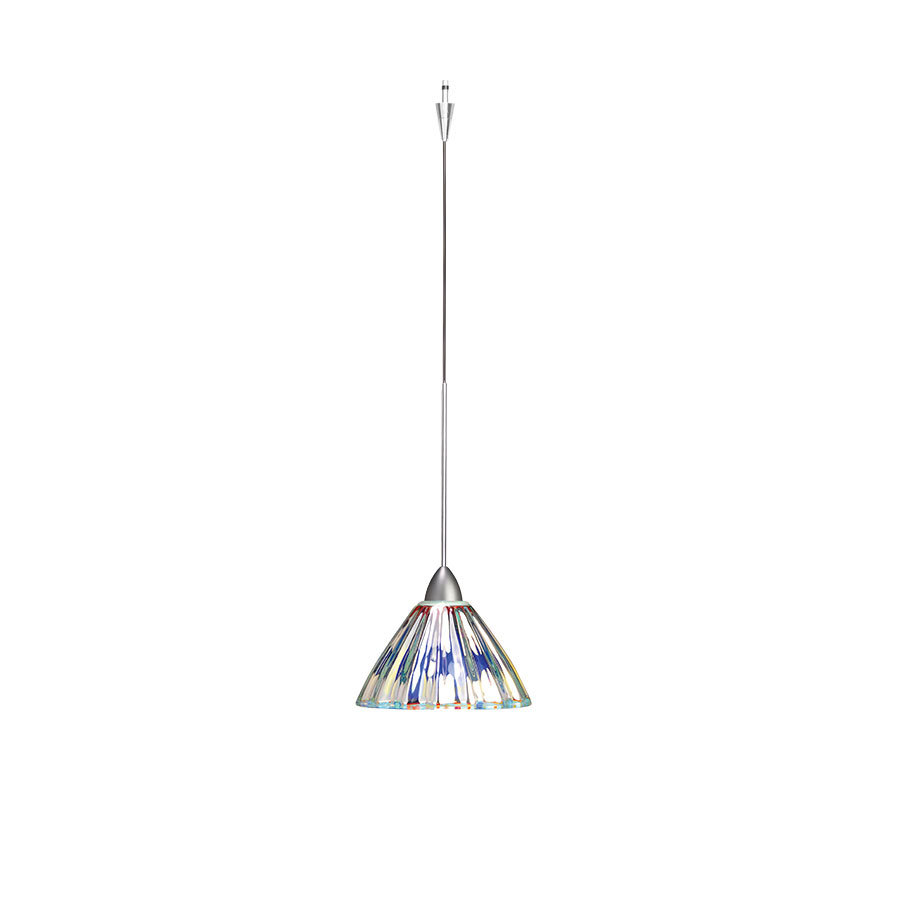 Eden 1 Light Quick Connect Pendant with Layered Dichroic Glass in Brushed Nickel