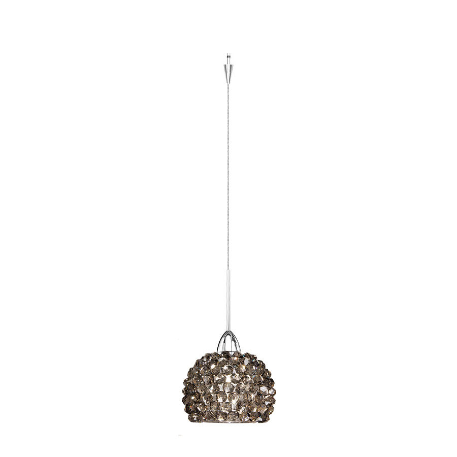 Gia LED 1 Light Quick Connect Pendant with Black Ice Crystals in Chrome