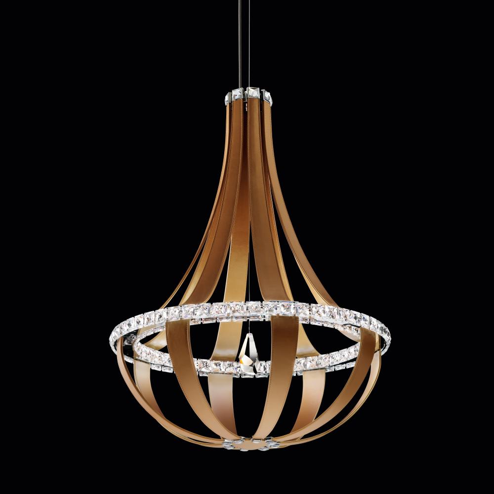 Crystal Empire LED 36in 120V Pendant in Chinook Leather with Clear Crystals from Swarovski