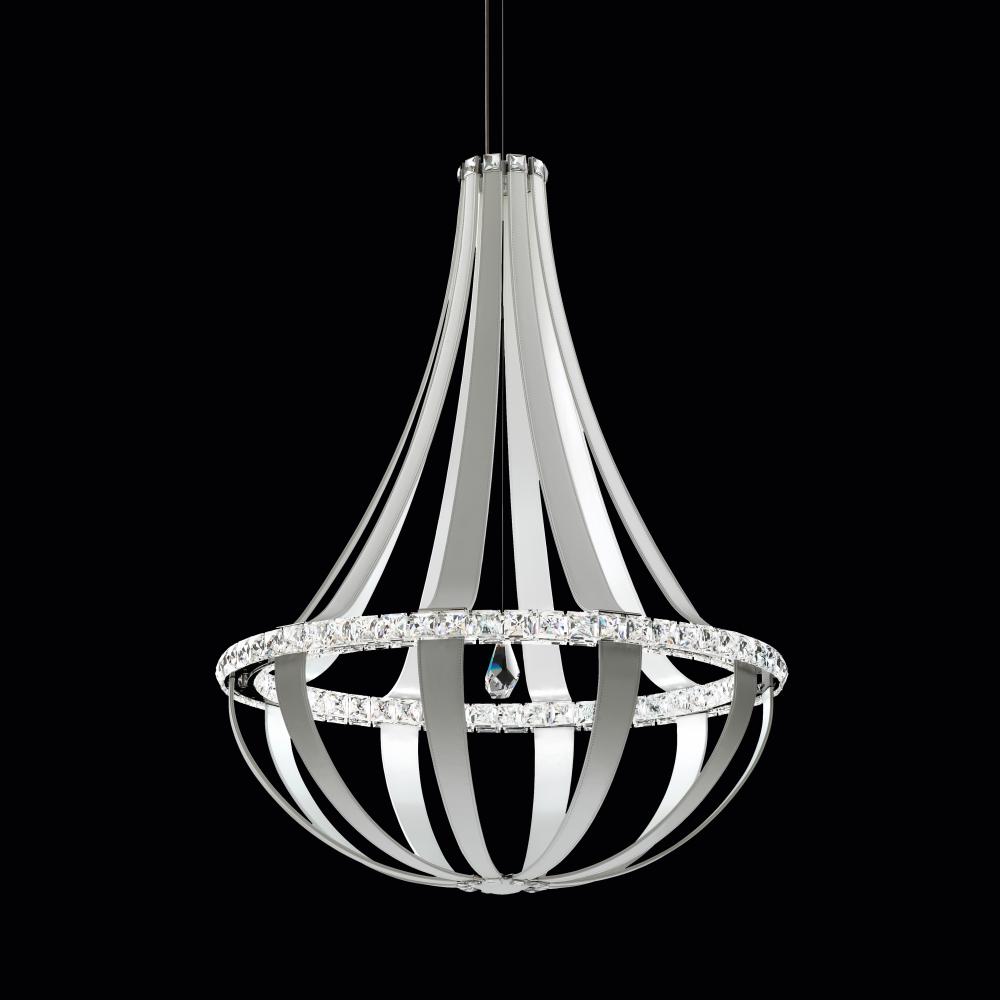 Crystal Empire LED 45in 120V Pendant in Grizzly Black Leather with Clear Crystals from Swarovski