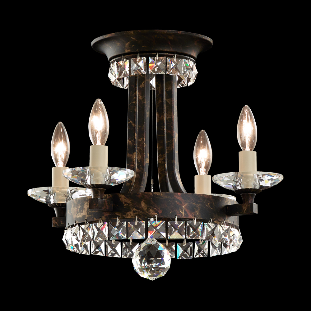 Early American 4 Lights 110V Close-to-Ceiling in White with Clear Heritage Crystal