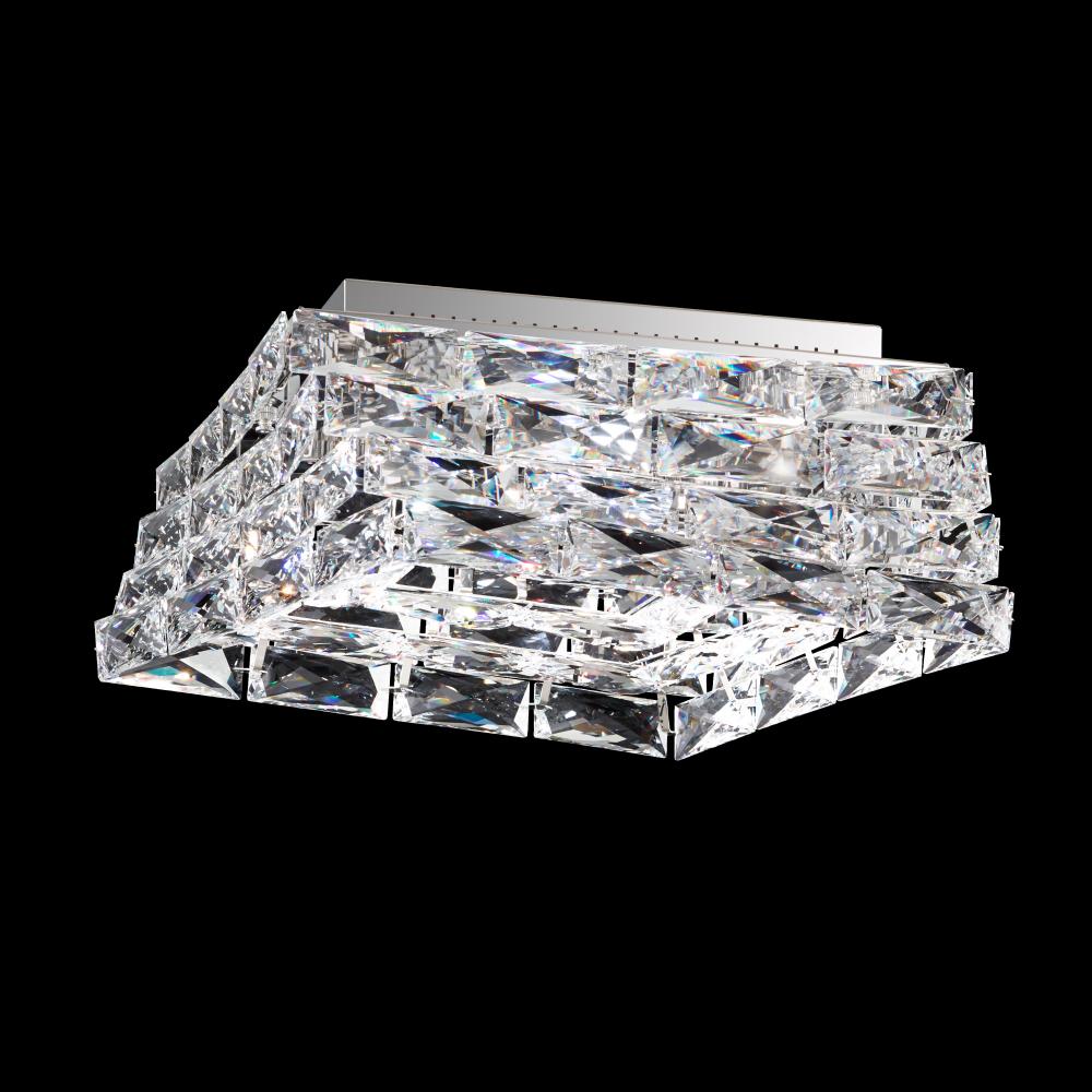 Glissando 16in LED 120V Flush Mount in Stainless Steel with Clear Crystals from Swarovski