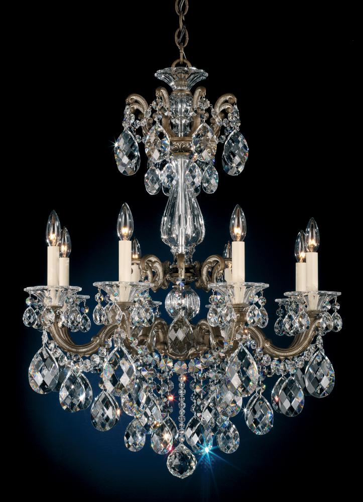 La Scala 8 Light 120V Chandelier in Parchment Gold with Clear Heritage Handcut Crystal